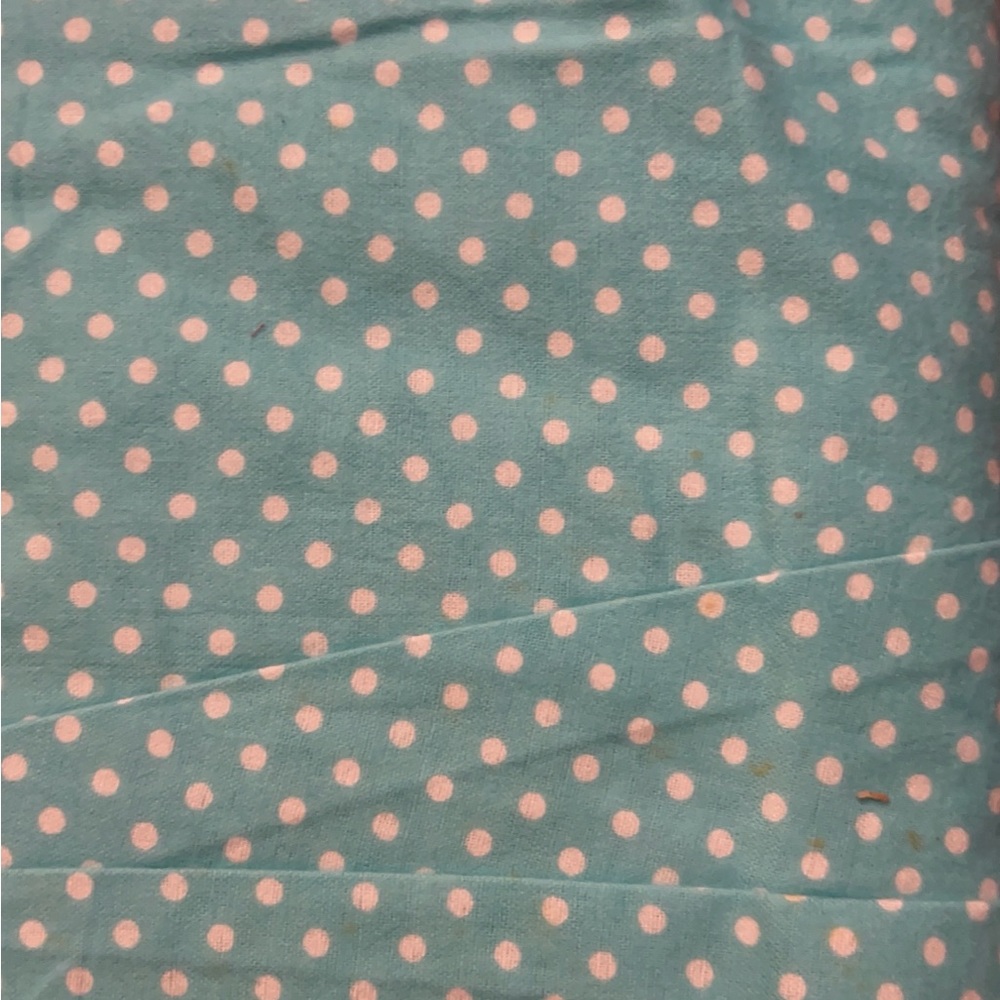 FABRIC 6 Yards Flannel Fabric, Aqua Polka Dots 100% Cotton